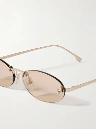 FENDI EYEWEAR Rimless Oval-frame Crystal-embellished Gold-tone Sunglasses | Thumbnail 4 FENDI EYEWEAR Rimless Oval-frame Crystal-embellished Gold-tone Sunglasses | Thumbnail 4