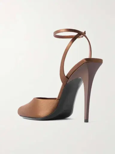 Saint Laurent La Scandale Leather-trimmed Satin Sandals | Thumbnail 3 Saint Laurent La Scandale Leather-trimmed Satin Sandals | Thumbnail 3