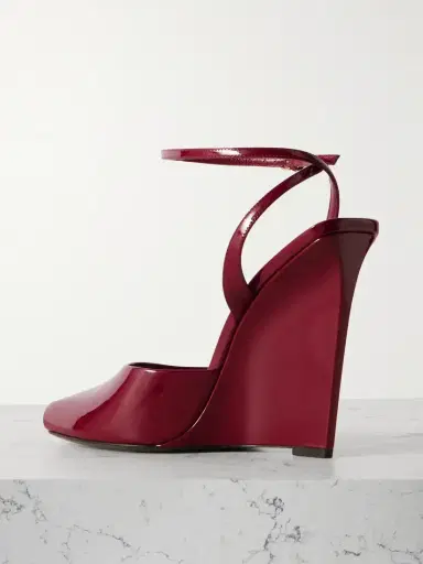 Saint Laurent La Scandale Patent-leather Wedge Sandals | Thumbnail 3 Saint Laurent La Scandale Patent-leather Wedge Sandals | Thumbnail 3