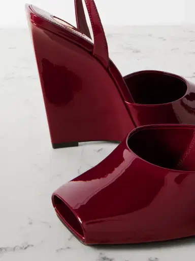 Saint Laurent La Scandale Patent-leather Wedge Sandals | Thumbnail 4 Saint Laurent La Scandale Patent-leather Wedge Sandals | Thumbnail 4