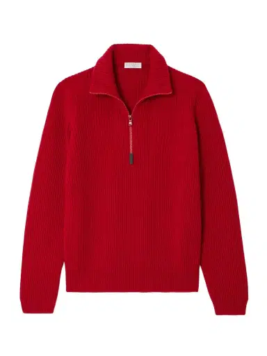 Brunello Cucinelli Bead-embellished Turtleneck Ribbed Cashmere Polo Sweater | Thumbnail 1 Brunello Cucinelli Bead-embellished Turtleneck Ribbed Cashmere Polo Sweater | Thumbnail 1