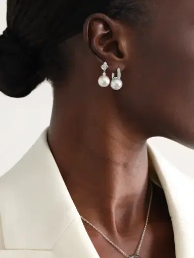 Mikimoto 18-karat White Gold, Pearl And Diamond Earrings | Thumbnail 4 Mikimoto 18-karat White Gold, Pearl And Diamond Earrings | Thumbnail 4