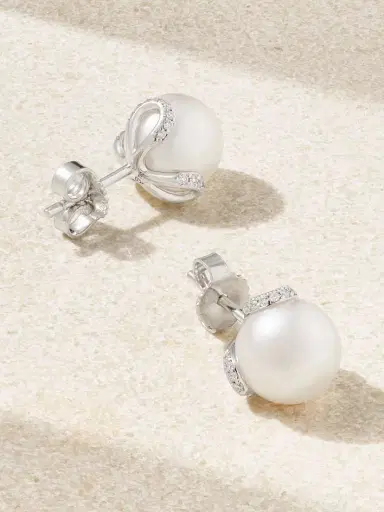 Mikimoto 18-karat White Gold, Pearl And Diamond Earrings | Thumbnail 3 Mikimoto 18-karat White Gold, Pearl And Diamond Earrings | Thumbnail 3