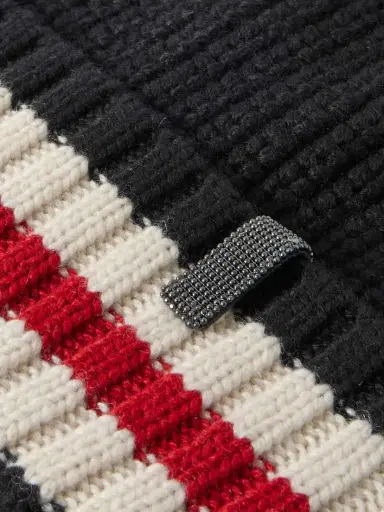 Brunello Cucinelli Bead-embellished Striped Ribbed Cashmere Beanie | Thumbnail 3 Brunello Cucinelli Bead-embellished Striped Ribbed Cashmere Beanie | Thumbnail 3