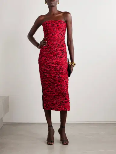 Carolina Herrera Strapless Ruched Floral-print Crepe Midi Dress | Thumbnail 2 Carolina Herrera Strapless Ruched Floral-print Crepe Midi Dress | Thumbnail 2