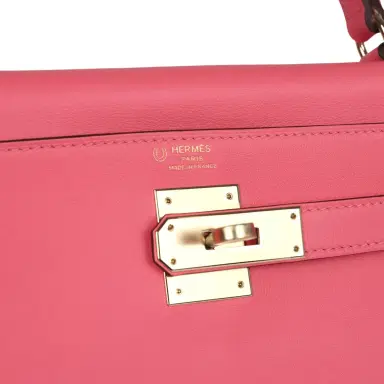 HERMÈS Hermes Special Order (HSS) Kelly Retourne 28 Rose Azalee and Vert Vertigo Swift Gold Hardware | Thumbnail 7 HERMÈS Hermes Special Order (HSS) Kelly Retourne 28 Rose Azalee and Vert Vertigo Swift Gold Hardware | Thumbnail 7