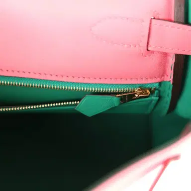 HERMÈS Hermes Special Order (HSS) Kelly Retourne 28 Rose Azalee and Vert Vertigo Swift Gold Hardware | Thumbnail 9 HERMÈS Hermes Special Order (HSS) Kelly Retourne 28 Rose Azalee and Vert Vertigo Swift Gold Hardware | Thumbnail 9