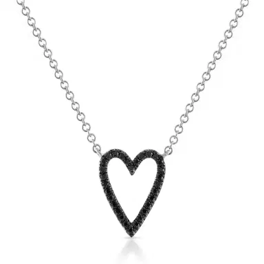 Stephanie Gottlieb Small Black Diamond Pave Heart Shaped Outline Necklace | Thumbnail 1 Stephanie Gottlieb Small Black Diamond Pave Heart Shaped Outline Necklace | Thumbnail 1
