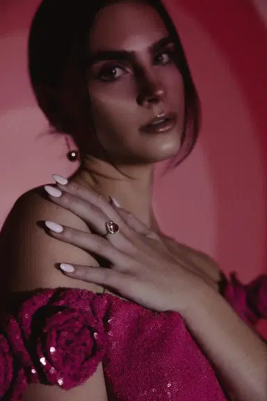 LOGAN HOLLOWELL Baby Queen Full Pavé Halo Water Drop Pink Sapphire Ring | Thumbnail 2 LOGAN HOLLOWELL Baby Queen Full Pavé Halo Water Drop Pink Sapphire Ring | Thumbnail 2