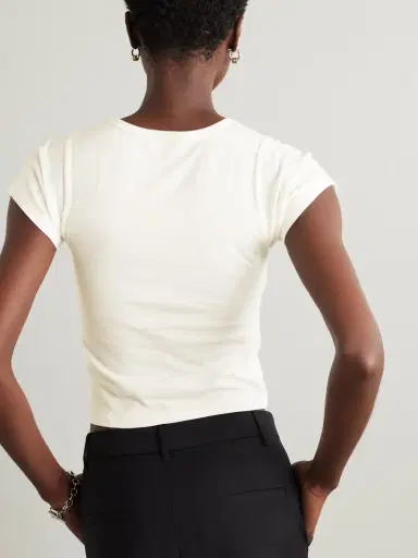 ÉTERNE Short Sleeve Baby Tee Cropped Cotton And Modal-blend Jersey T-shirt | Thumbnail 3 ÉTERNE Short Sleeve Baby Tee Cropped Cotton And Modal-blend Jersey T-shirt | Thumbnail 3