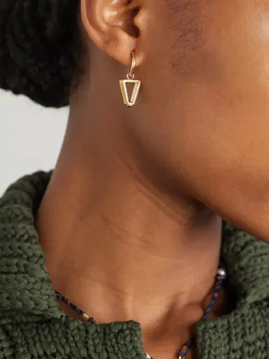 Marie Lichtenberg Triangle Baby 18-karat Gold Sapphire Single Hoop Earring | Thumbnail 2 Marie Lichtenberg Triangle Baby 18-karat Gold Sapphire Single Hoop Earring | Thumbnail 2