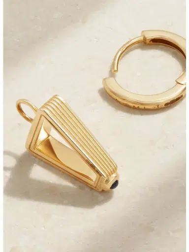 Marie Lichtenberg Triangle Baby 18-karat Gold Sapphire Single Hoop Earring | Thumbnail 3 Marie Lichtenberg Triangle Baby 18-karat Gold Sapphire Single Hoop Earring | Thumbnail 3