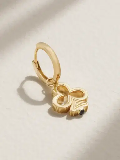 Marie Lichtenberg Clover Baby Convertible 18-karat Gold Sapphire Single Hoop Earring | Thumbnail 1 Marie Lichtenberg Clover Baby Convertible 18-karat Gold Sapphire Single Hoop Earring | Thumbnail 1