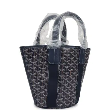 goyard Goyard Goyardine Belharra PM Navy Blue Tote Palladium Hardware | Thumbnail 2 goyard Goyard Goyardine Belharra PM Navy Blue Tote Palladium Hardware | Thumbnail 2
