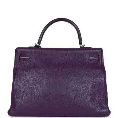 HERMÈS Pre-owned Hermes Kelly Retourne 35 Ultraviolet Clemence Palladium Hardware | Thumbnail 4 HERMÈS Pre-owned Hermes Kelly Retourne 35 Ultraviolet Clemence Palladium Hardware | Thumbnail 4