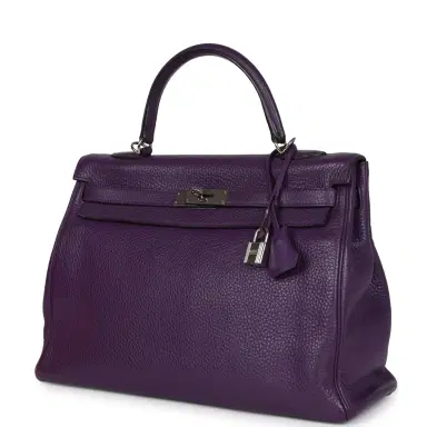 HERMÈS Pre-owned Hermes Kelly Retourne 35 Ultraviolet Clemence Palladium Hardware | Thumbnail 5 HERMÈS Pre-owned Hermes Kelly Retourne 35 Ultraviolet Clemence Palladium Hardware | Thumbnail 5