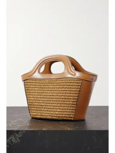 Marni Tropicalia Micro Embroidered Leather-trimmed Raffia Tote | Thumbnail 3 Marni Tropicalia Micro Embroidered Leather-trimmed Raffia Tote | Thumbnail 3