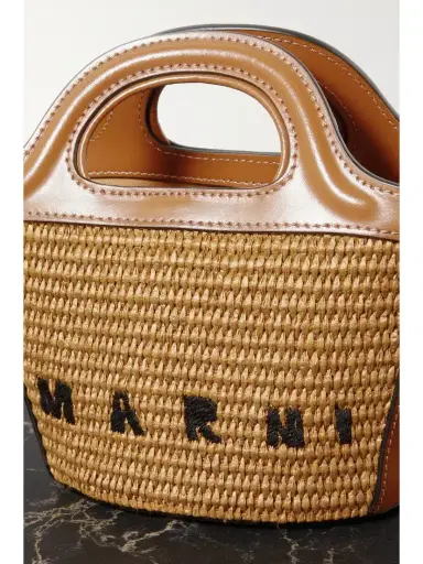 Marni Tropicalia Micro Embroidered Leather-trimmed Raffia Tote | Thumbnail 4 Marni Tropicalia Micro Embroidered Leather-trimmed Raffia Tote | Thumbnail 4
