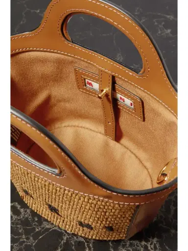 Marni Tropicalia Micro Embroidered Leather-trimmed Raffia Tote | Thumbnail 5 Marni Tropicalia Micro Embroidered Leather-trimmed Raffia Tote | Thumbnail 5