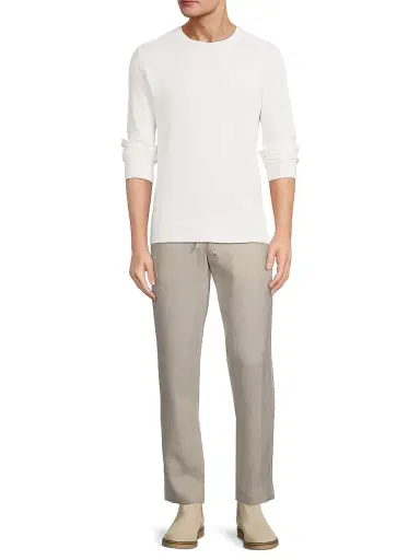 Vince Men's Thermal Crewneck Long-Sleeve T-Shirt - Off White | Thumbnail 2 Vince Men's Thermal Crewneck Long-Sleeve T-Shirt - Off White | Thumbnail 2