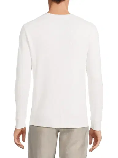 Vince Men's Thermal Crewneck Long-Sleeve T-Shirt - Off White | Thumbnail 5 Vince Men's Thermal Crewneck Long-Sleeve T-Shirt - Off White | Thumbnail 5