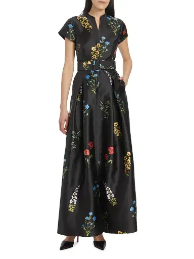 SACHIN & BABI Women's Marta Floral Mikado Fit & Flare Gown - Noir Bouquet - Size 8 | Thumbnail 3 SACHIN & BABI Women's Marta Floral Mikado Fit & Flare Gown - Noir Bouquet - Size 8 | Thumbnail 3