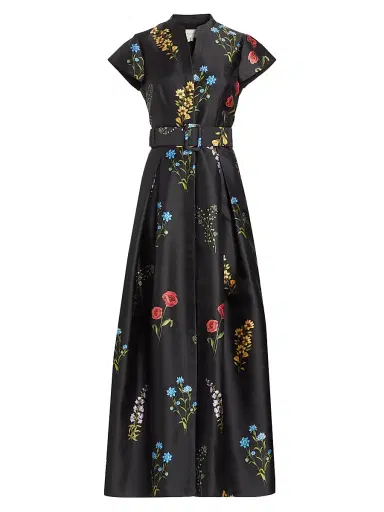 SACHIN & BABI Women's Marta Floral Mikado Fit & Flare Gown - Noir Bouquet - Size 8 | Thumbnail 1 SACHIN & BABI Women's Marta Floral Mikado Fit & Flare Gown - Noir Bouquet - Size 8 | Thumbnail 1