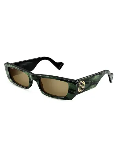 Gucci Men's Fluo 52MM Rectangular Acetate Sunglasses - Green | Thumbnail 1 Gucci Men's Fluo 52MM Rectangular Acetate Sunglasses - Green | Thumbnail 1