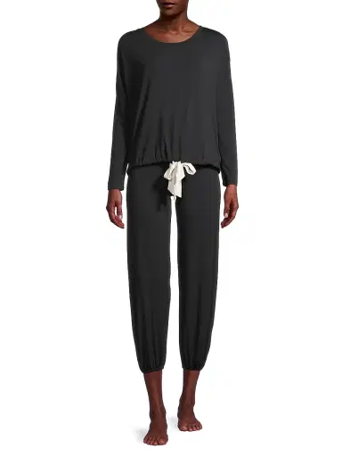 Eberjey Women's Gisele 2-Piece Slouchy Pajama Set - Black | Thumbnail 2 Eberjey Women's Gisele 2-Piece Slouchy Pajama Set - Black | Thumbnail 2