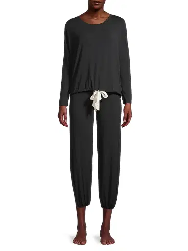 Eberjey Women's Gisele 2-Piece Slouchy Pajama Set - Black | Thumbnail 3 Eberjey Women's Gisele 2-Piece Slouchy Pajama Set - Black | Thumbnail 3