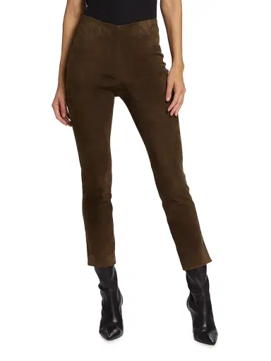 Vince Women's Stretch-Suede Cropped Pants | Thumbnail 3 Vince Women's Stretch-Suede Cropped Pants | Thumbnail 3