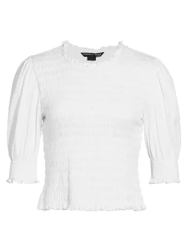 Veronica Beard Women's Langston Smocked Top - White | Thumbnail 1 Veronica Beard Women's Langston Smocked Top - White | Thumbnail 1