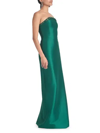 Sachin & Babi Women's Preston Satin Column Gown - Emerald | Thumbnail 2 Sachin & Babi Women's Preston Satin Column Gown - Emerald | Thumbnail 2