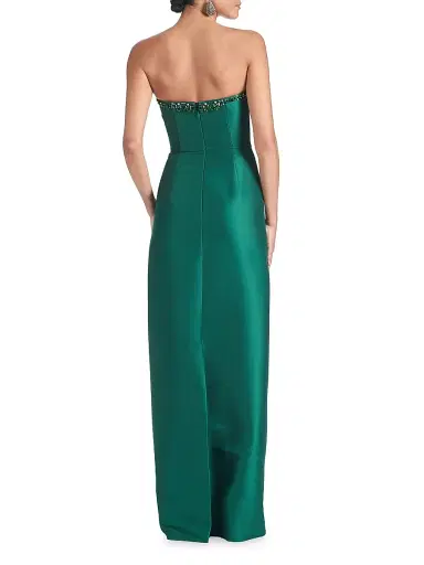 Sachin & Babi Women's Preston Satin Column Gown - Emerald | Thumbnail 3 Sachin & Babi Women's Preston Satin Column Gown - Emerald | Thumbnail 3