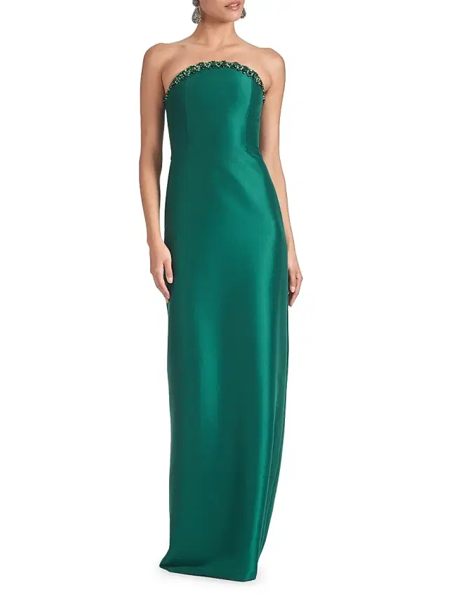 Women's Preston Satin Column Gown - Emerald Women's Preston Satin Column Gown - Emerald