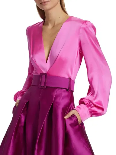 SACHIN & BABI Women's Zoe Satin Colorblocked Belted Gown - Pink - Size 4 | Thumbnail 7 SACHIN & BABI Women's Zoe Satin Colorblocked Belted Gown - Pink - Size 4 | Thumbnail 7