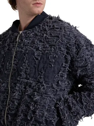 Who Decides War Men's Husk Distressed Cotton Bomber Jacket - Indigo - Size XXXL | Thumbnail 6 Who Decides War Men's Husk Distressed Cotton Bomber Jacket - Indigo - Size XXXL | Thumbnail 6