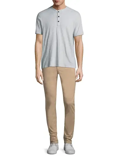 rag & bone Men's Textured Slim-fit Short Sleeve Henley T-Shirt - White | Thumbnail 2 rag & bone Men's Textured Slim-fit Short Sleeve Henley T-Shirt - White | Thumbnail 2