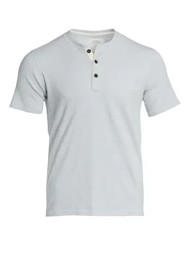 rag & bone Men's Textured Slim-fit Short Sleeve Henley T-Shirt - White | Thumbnail 6 rag & bone Men's Textured Slim-fit Short Sleeve Henley T-Shirt - White | Thumbnail 6