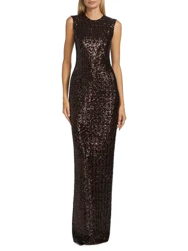 Michael Kors Collection Women's Sequined Sleeveless Column Gown - Chocolate | Thumbnail 3 Michael Kors Collection Women's Sequined Sleeveless Column Gown - Chocolate | Thumbnail 3