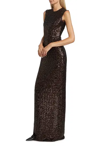Michael Kors Collection Women's Sequined Sleeveless Column Gown - Chocolate | Thumbnail 4 Michael Kors Collection Women's Sequined Sleeveless Column Gown - Chocolate | Thumbnail 4
