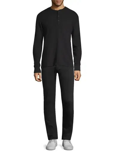 rag & bone Men's Classic Long Sleeve Henley Slim-fit T-Shirt - Jet Black | Thumbnail 2 rag & bone Men's Classic Long Sleeve Henley Slim-fit T-Shirt - Jet Black | Thumbnail 2