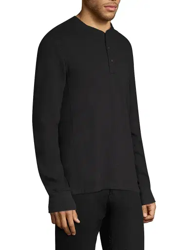 rag & bone Men's Classic Long Sleeve Henley Slim-fit T-Shirt - Jet Black | Thumbnail 4 rag & bone Men's Classic Long Sleeve Henley Slim-fit T-Shirt - Jet Black | Thumbnail 4
