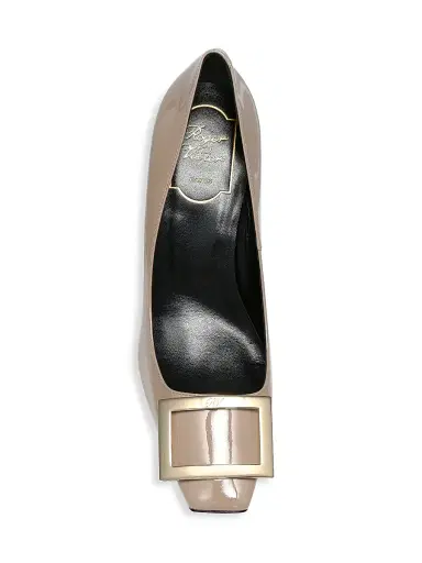 Roger Vivier Women's Belle Vivier Trompette 70MM Patent Leather Pumps - Cement | Thumbnail 5 Roger Vivier Women's Belle Vivier Trompette 70MM Patent Leather Pumps - Cement | Thumbnail 5