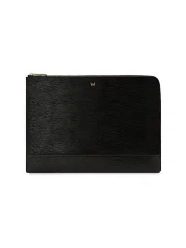 Wolf W Leather Laptop Sleeve - Black | Thumbnail 1 Wolf W Leather Laptop Sleeve - Black | Thumbnail 1