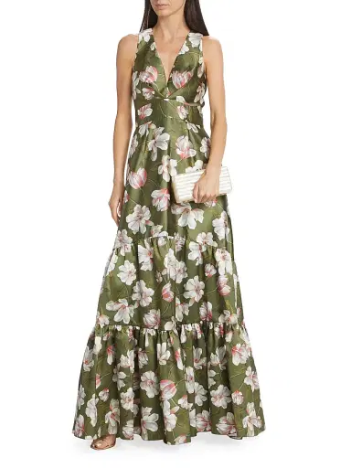 SACHIN BABI Women's Rori Floral Satin Gown - Moss Magnolia | Thumbnail 2 SACHIN BABI Women's Rori Floral Satin Gown - Moss Magnolia | Thumbnail 2
