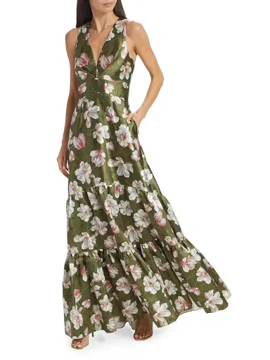SACHIN BABI Women's Rori Floral Satin Gown - Moss Magnolia | Thumbnail 3 SACHIN BABI Women's Rori Floral Satin Gown - Moss Magnolia | Thumbnail 3
