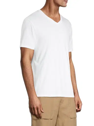 Vince Men's Short-Sleeve V-Neck T-Shirt - Optic White | Thumbnail 4 Vince Men's Short-Sleeve V-Neck T-Shirt - Optic White | Thumbnail 4