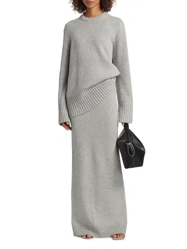 Michael Kors Collection Women's Stretch Cashmere Back-Slit Maxi Skirt - Pearl Melange | Thumbnail 2 Michael Kors Collection Women's Stretch Cashmere Back-Slit Maxi Skirt - Pearl Melange | Thumbnail 2