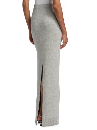 Michael Kors Collection Women's Stretch Cashmere Back-Slit Maxi Skirt - Pearl Melange | Thumbnail 5 Michael Kors Collection Women's Stretch Cashmere Back-Slit Maxi Skirt - Pearl Melange | Thumbnail 5